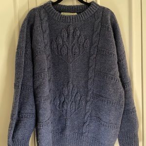 Vintage Crana Handknit Wool Cable Knit Fisherman’s Sweater in Size Large Navy